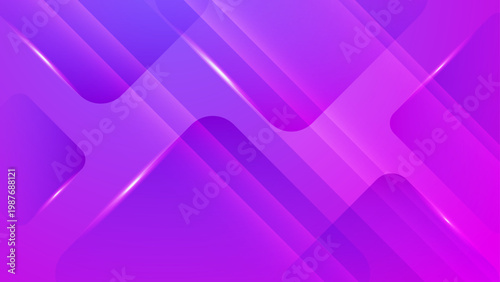 Vibrant purple neon geometric background with layered rounded shapes and bright lens flares for trendy digital art