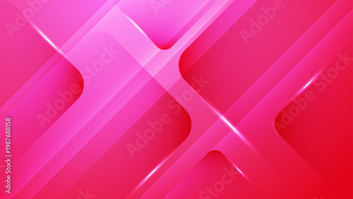 Bold pink and red geometric background with overlapping rounded shapes and glowing light effects for modern graphics