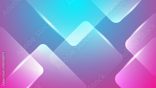 Abstract background with soft pastel purple and cyan gradients showcasing overlapping rounded squares and light highlights
