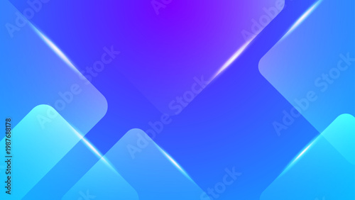 Abstract background with a deep blue and purple color palette featuring glowing rounded squares and elegant light rays