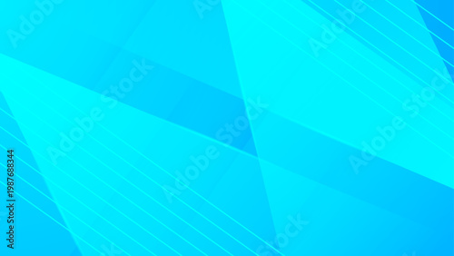 Minimalist cyan and light blue abstract background with geometric layers and diagonal lines for clean corporate and digital design