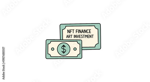 NFT Finance and Art Investment Illustration with Banknote