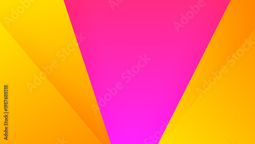 Energetic composition of hot pink and yellow triangular shapes creating a bright and sunny modern abstract design