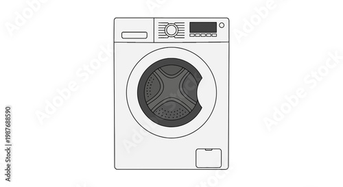 Front Load Washing Machine Vector Illustration Isolated on White