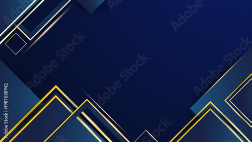 Sophisticated navy blue and gold abstract background with premium geometric lines and sharp angles for high end branding