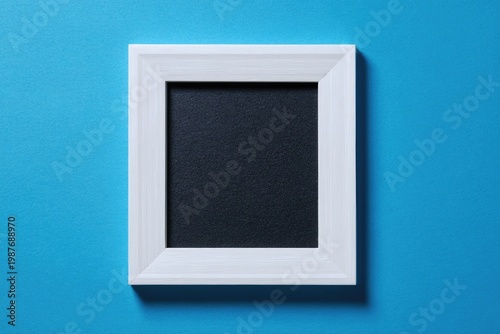Empty white frame centered on a bright blue background