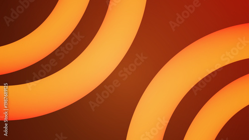 Dynamic 3D curved liquid shapes in warm orange and yellow tones creating a bold abstract composition