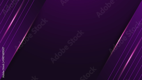 Vibrant purple abstract background with glowing diagonal lines and dark gradient depth for modern digital art