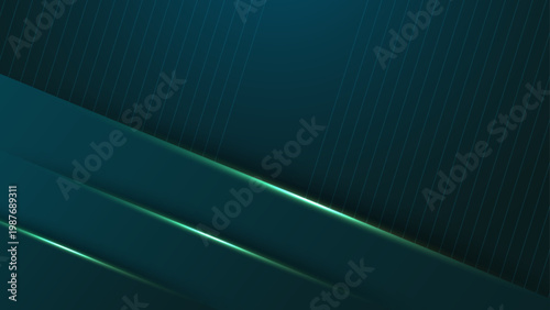 Sophisticated dark teal backdrop with precise neon cyan light trails