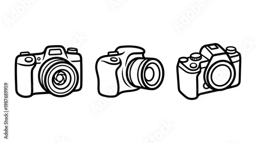 Set of Digital Camera Line Art Icons