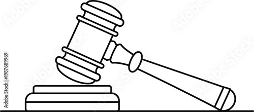 Wooden judge gavel resting on block isolated for legal justice concept illustration