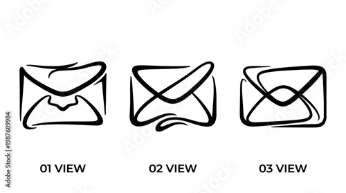 Stylized Envelope Icons with Different Perspective Views