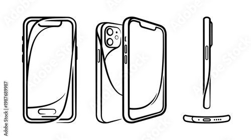 Smartphone Design with Protective Case Black and White