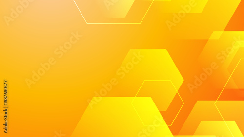 Vibrant yellow technology background with geometric hexagon shapes
