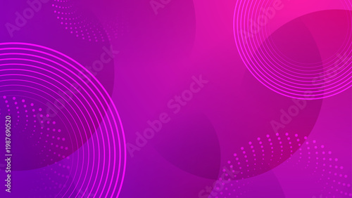 Stylish purple and pink gradient background featuring circular line patterns halftone dots and soft blending shapes for creative projects