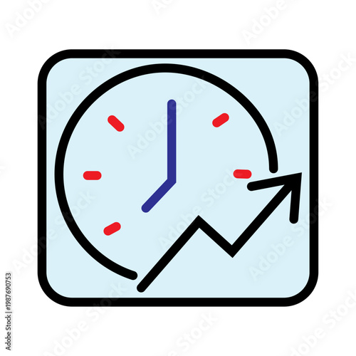 Clock with circular arrow symbol.