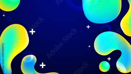 Corporate blue background featuring lime green and cyan fluid elements