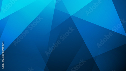 Vibrant cyan blue abstract background featuring sharp geometric facets and overlapping transparent polygons for modern web design