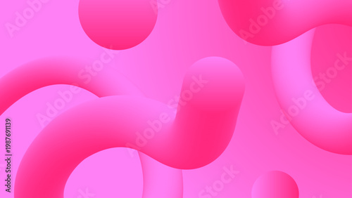 Soft pink 3D abstract background with liquid wavy shapes and floating bubbles creating a minimalist and modern aesthetic