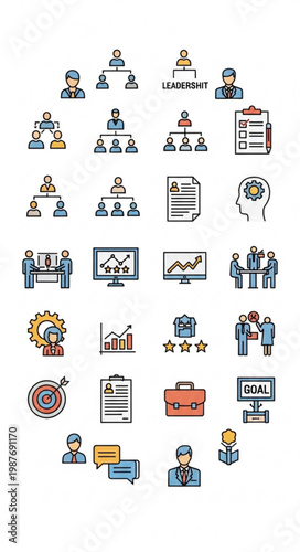 :
Human resources management flat icons collection with team hiring onboarding and business analytics symbols vector set