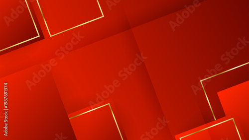 Intense red gradient background with luxury golden squares for high-end corporate branding