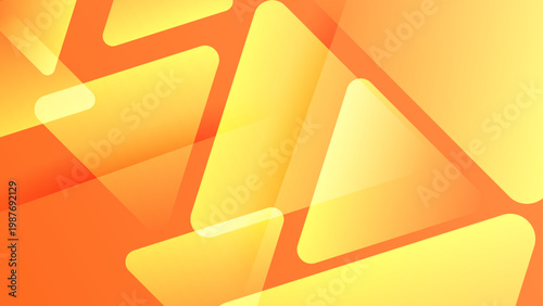 Dynamic orange and yellow composition with overlapping geometric shapes creating a warm and energetic atmosphere