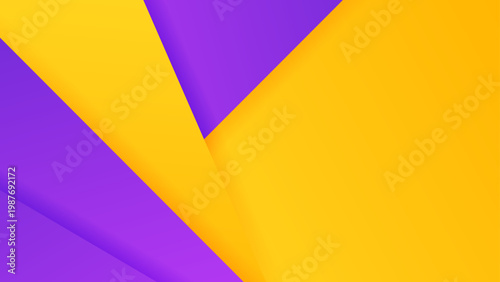 Canvas Print High contrast purple and yellow geometric paper layers creating a bold and energ