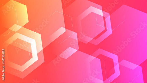 Soft warm gradient background featuring translucent hexagons and light effects for creative designs