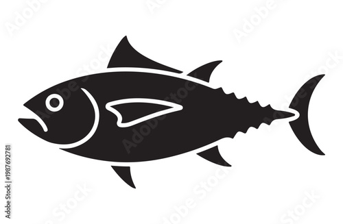 Tuna fish vector illustration, large predatory marine fish, popular seafood species.
