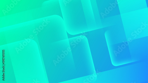 A fresh and energetic cyan and green geometric background with transparent layered shapes for a tech feel