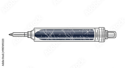 Modern scientific syringe with abstract dark liquid and network pattern