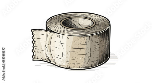 Roll of adhesive tape, isolated on white background, illustration