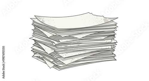Stack of papers, drawing style
