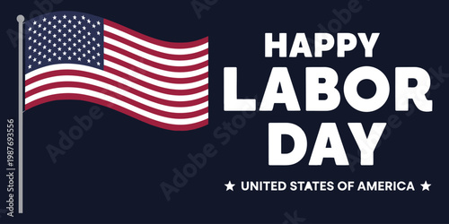 Happy labor day greeting with american flag illustration