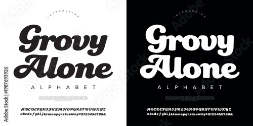 Photos Grovy Alone retro psychedelic display font bold script style for seventy hippie