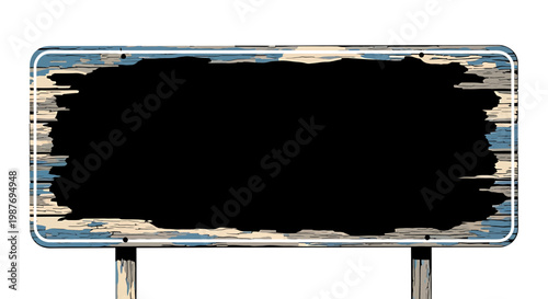 Blank Weathered Road Sign Illustration with Peeling Paint