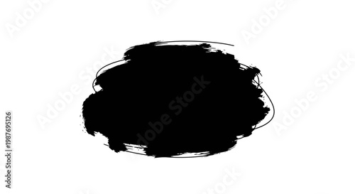 Black Grunge Ink Brush Stroke Vector Illustration