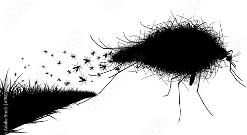 Giant mosquito silhouette formed by swarm of insects vector illustration