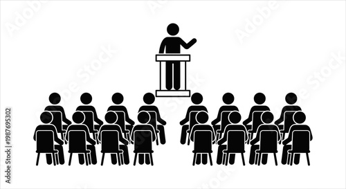 Speaker at a podium addressing an audience; effective communication concept