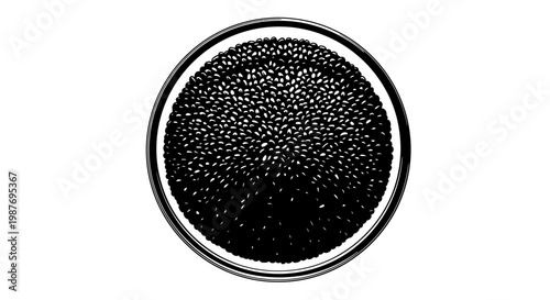 Top View Vector Illustration of Bowl Filled with Seeds or Roe