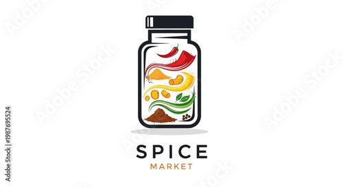 Spice Market Logo with Diverse Culinary Ingredients