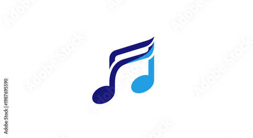 Blue musical note logo design isolated on white background