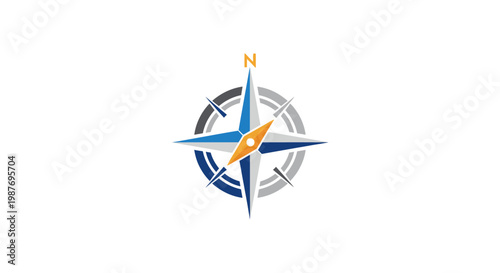 Modern Compass Rose Logo for Navigation and Direction