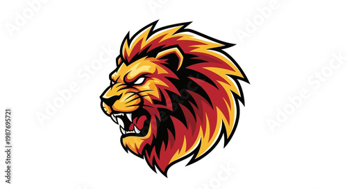 Fierce Roaring Lion Head Mascot Illustration