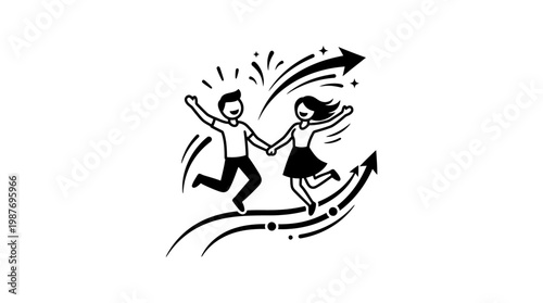 Joyful Couple Celebrating Success and Reaching Goals