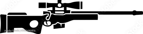 Black and White Scoped Sniper Rifle Silhouette Illustration