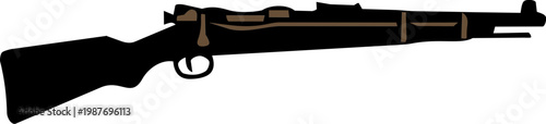 Black and White Bolt Action Rifle Silhouette Illustration