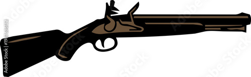 Black and White Flintlock Musket Silhouette Illustration
