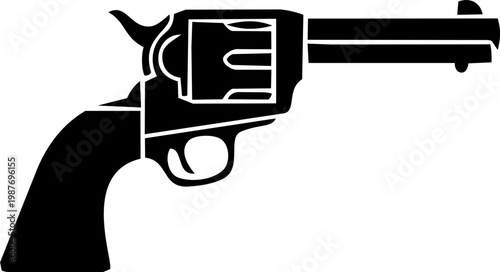 Black and White Magnum Revolver Silhouette Illustration