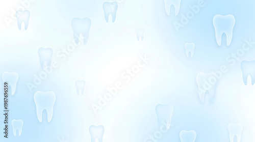 A light blue dental background with a subtle gradient and transparent tooth illustrations